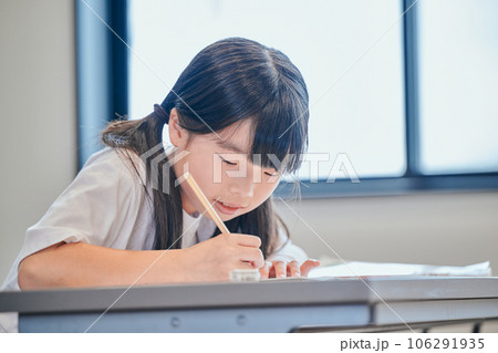 塾で勉強をする小学生の女の子 106291935