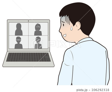 Web会議で焦る男性 106292318
