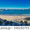 Aerial view of gwangalli beach and gwangandaegyo bridge, Busan, South Korea, Asia. 106292753