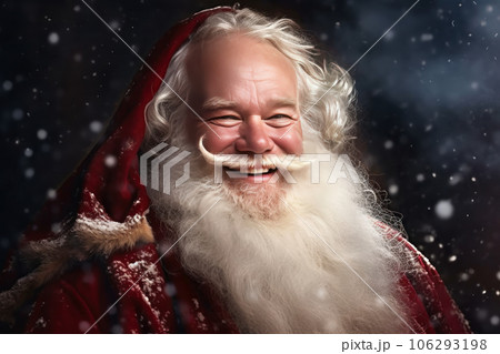 A close-up portrait of a smiling Santa Clausのイラスト素材