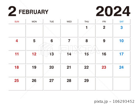 2024年2月のメモが書けるカレンダー 2024年2月のメモが書けるカレンダー 106293452