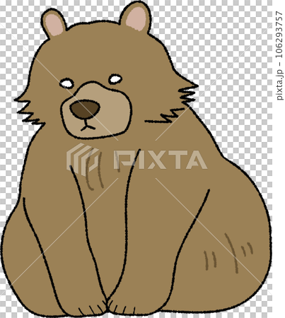 一隻鬆散可愛簡單的棕熊坐在手寫風格 106293757
