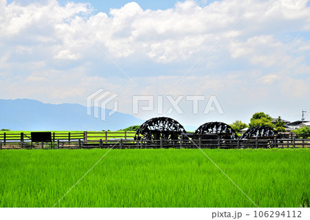 朝倉市の風景 三連水車 朝倉市の風景 三連水車 106294112