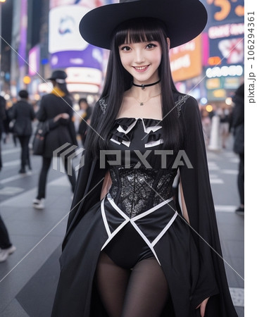 ハロウィン 美人 秋 魔女仮装 コスプレ セクシー魔女のイラスト素材