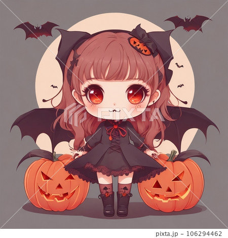 ハロウィンの仮装をした女の子,ドラキュラのイラスト素材