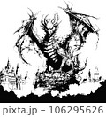 Krakow dragon black and white ink vector illustration 106295626