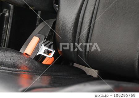 Seat belt in car or industrial or agricultural machine. Concept of close seat belt before driving 106295769