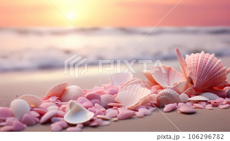 Sunset on ocean in pink color for breast cancer day concept Sunset on ocean in pink color for breast cancer day concept 106296782
