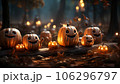 Halloween pumpkins in a dark environment 106296797