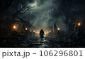 Scary silhouette in a cemetery for the Halloween party 106296801