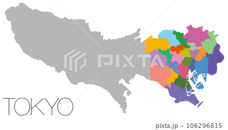 東京都の地図 23区分け 106296815