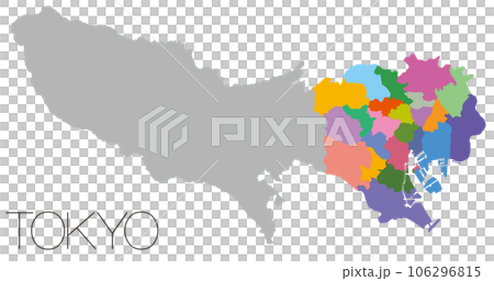 東京都の地図 23区分け 106296815