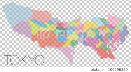 Dot map of Tokyo 23 wards and Tama area division 106296820