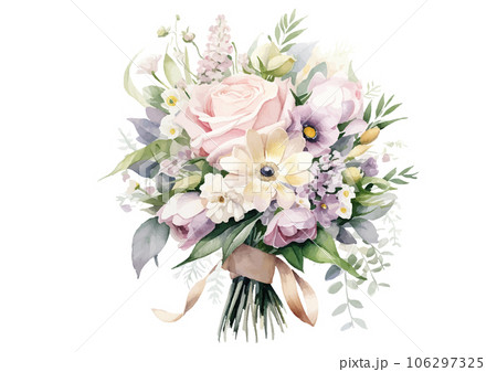 水彩で描かれた花束-01 水彩で描かれた花束-01 106297325
