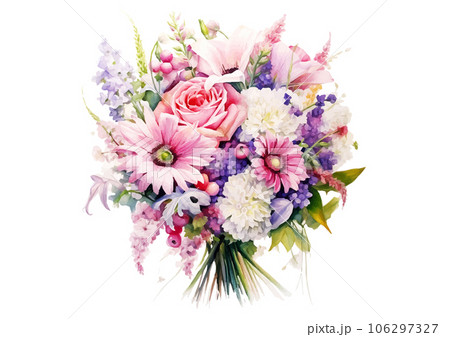 水彩で描かれた花束-02 水彩で描かれた花束-02 106297327