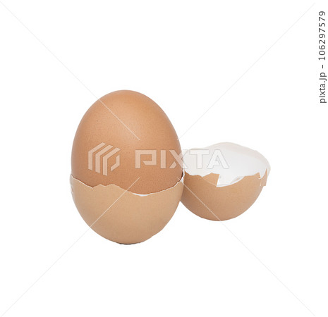 an egg with a broken double shell an egg with a broken double shell 106297579