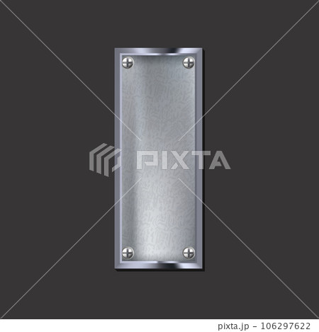 Realistic Detailed 3d Shiny Metal Banner Shaped as Rectangle Empty Template Mockup . Vector illustration of Metallic Banner Realistic Detailed 3d Shiny Metal Banner Shaped as Rectangle Empty Template Mockup . Vector illustration of Metallic Banner 106297622