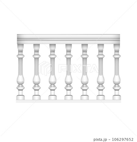 Realistic Detailed 3d Fence Rail White Balustrade Classic Style for Exterior. Vector illustration of Stone or Marble Balustrade 106297652