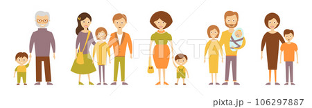 Happy Families with Smiling Parent and Kids Vector Set Happy Families with Smiling Parent and Kids Vector Set 106297887