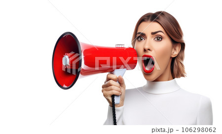 Girl with megaphone isolated Girl with megaphone isolated 106298062