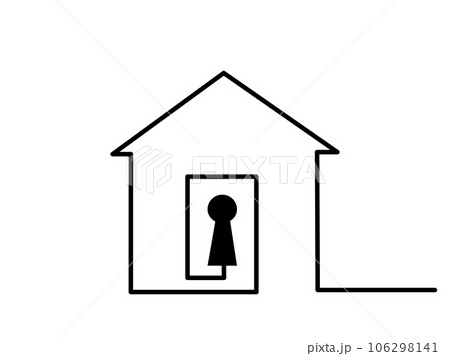 Home and keyhole sign. Safe storage logo. Continuous one line 106298141