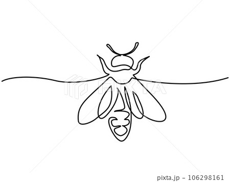 Bee for farm logo. Single continuous onbe line drawing 106298161
