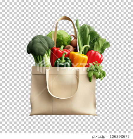 Shopping bag with groceries isolated 106298675