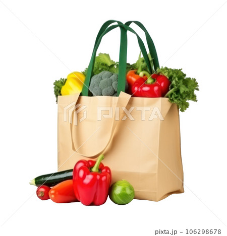 Shopping bag with groceries isolated 106298678