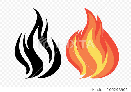 Flat Vector Fire Flame Icon Set. Campfire Shape Sign, Isolated. Bonfire Collection. Vector Illustration Flat Vector Fire Flame Icon Set. Campfire Shape Sign, Isolated. Bonfire Collection. Vector Illustration 106298905
