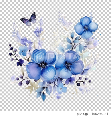 Watercolor blue flowers 106298981