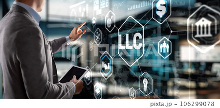 Limited Liability Company concept. Businessman touched LLC Limited Liability Company concept. Businessman touched LLC 106299078