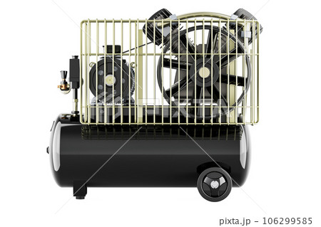 Tank air compressor, side view. 3D rendering Tank air compressor, side view. 3D rendering 106299585