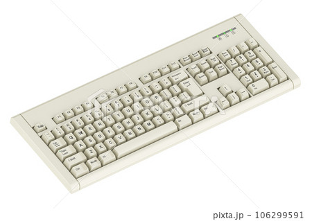 White Wireless Computer Keyboard wireless, 3D rendering 106299591