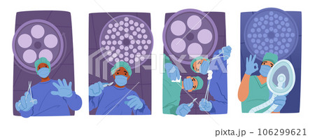 View Of Surgery From Beneath The Operating Table, Showcasing Team Of Professional Surgeon And Anesthesiologist 106299621