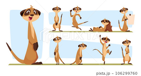 Meerkats. Wild animals standing african meerkats exact vector cartoon set isolated Meerkats. Wild animals standing african meerkats exact vector cartoon set isolated 106299760