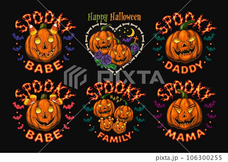 Set of labels with halloween symbols 106300255