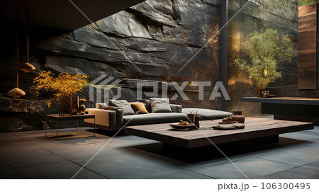 A luxurious desk in the library in a rich house. Dark tones 106300495