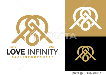 Letter A Love Infinity logo design vector symbol icon illustration 106300642