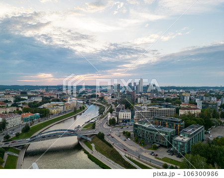 Aerial view of old town and downtown of Vilnius 106300986