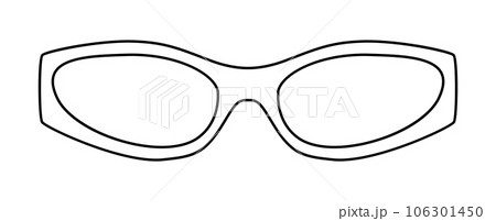 Catty Racer frame glasses fashion accessory illustration. Sunglass front view for Men, women, unisex silhouette style 106301450