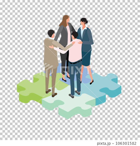 Isometric_聚集在一起的業務團隊的插圖 106301582