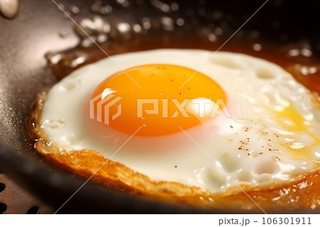 フライパンで焼いている目玉焼き　AI生成画像 106301911