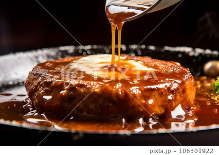 焼きたてのジューシーハンバーグ AI生成画像 焼きたてのジューシーハンバーグ AI生成画像 106301922