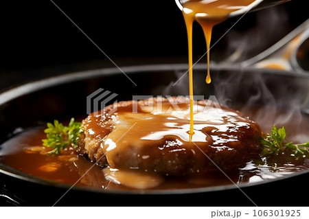 焼きたてのジューシーハンバーグ　AI生成画像 106301925