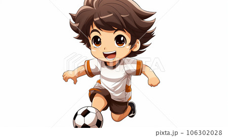 サッカー選手がドリブルをしている