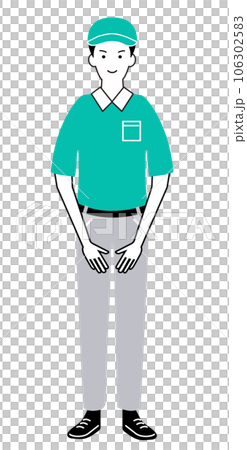 宅配便の配達スタッフの男性のイラスト（帽子あり） 106302583