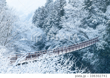 東京 秋川渓谷の雪景色　～石舟橋～ 106302741