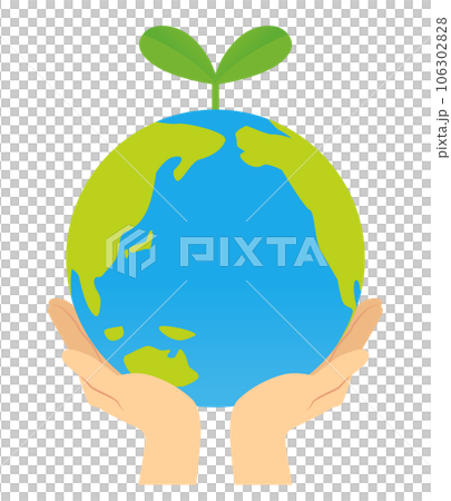 Earth with sprouts supported by both hands_Ecology image 106302828