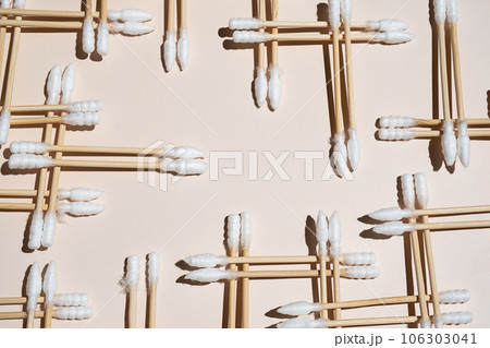 Geometric composition from bamboo ear sticks. Geometric composition from bamboo ear sticks. 106303041