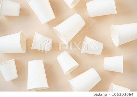 Cardboard cups for coffee or tea flat lay on neutral background. Cardboard cups for coffee or tea flat lay on neutral background. 106303064